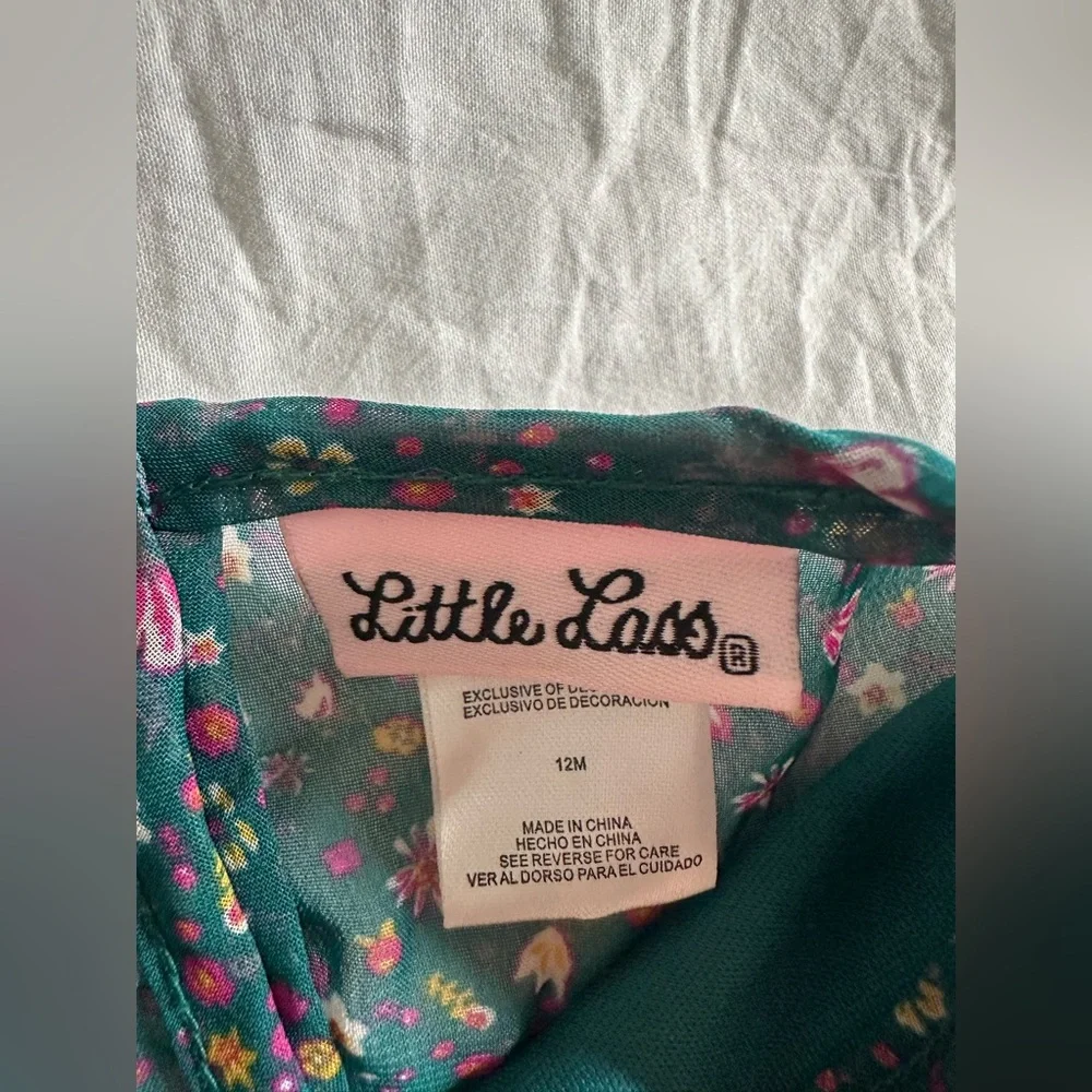 Green floral Dress with vest size 12 months